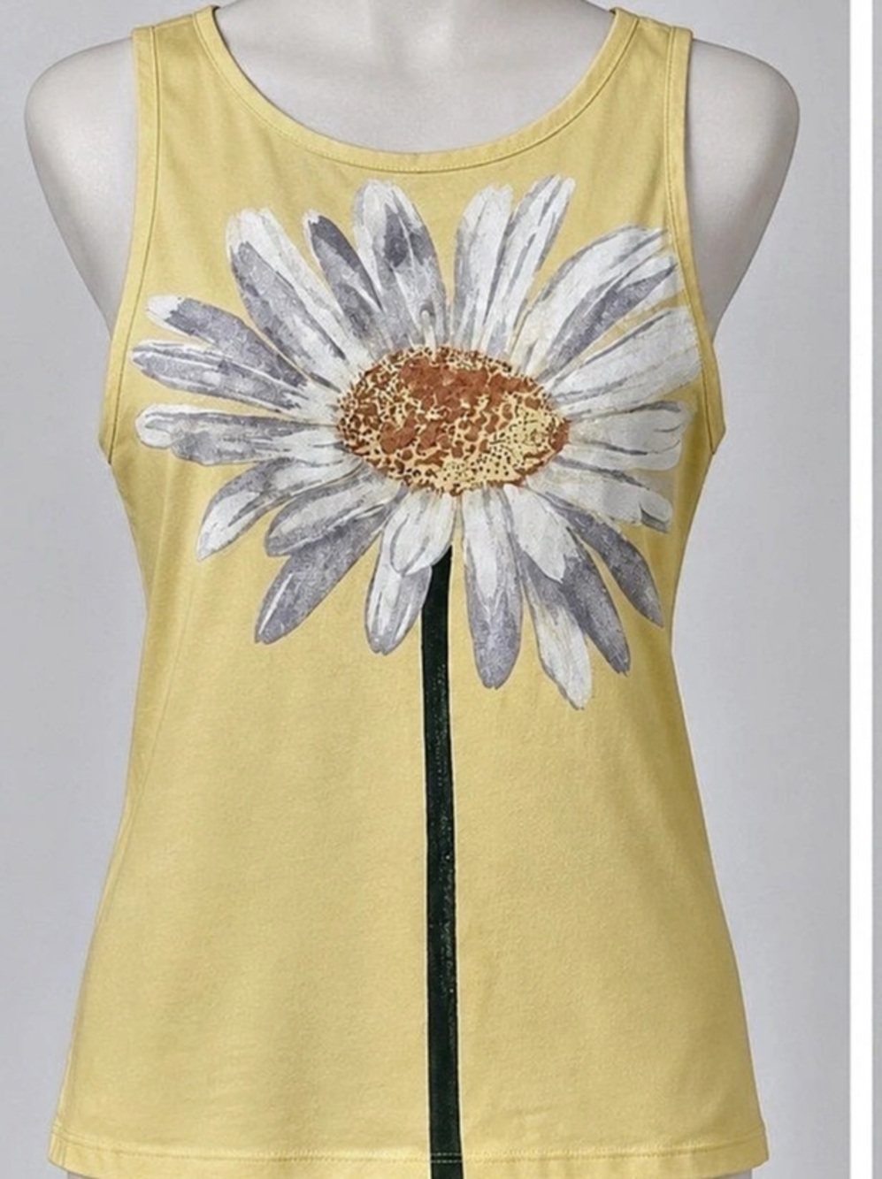 Urban Outfitters UO Mercedes Daisy Graphic Boatneck Tank Top Yellow XL